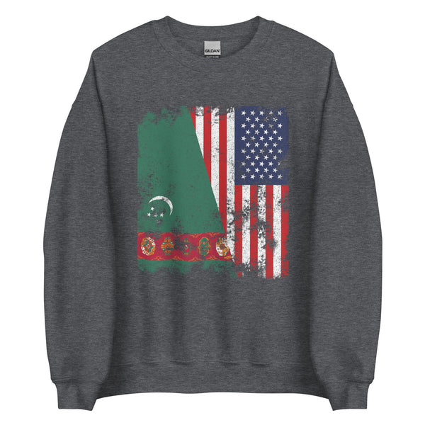 Turkmenistan USA Flag - Half American Sweatshirt
