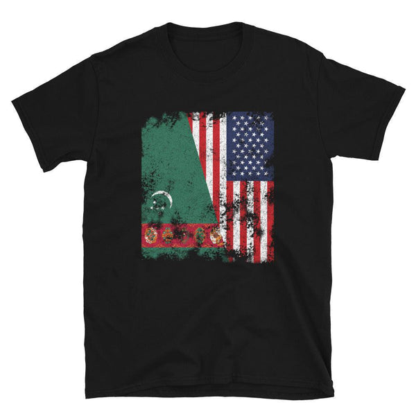 Turkmenistan USA Flag - Half American T-Shirt