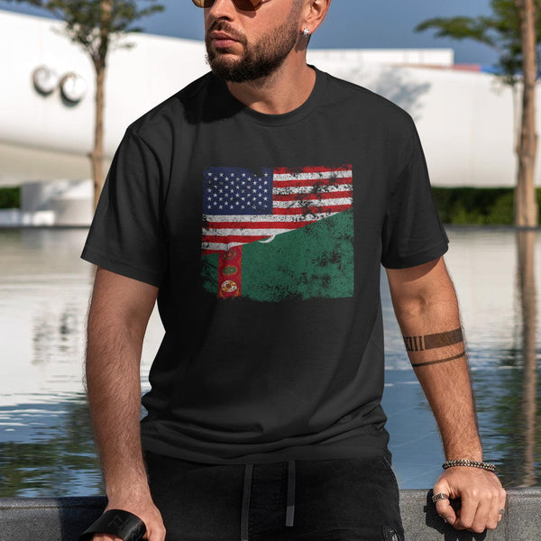 Turkmenistan USA Flag T-Shirt