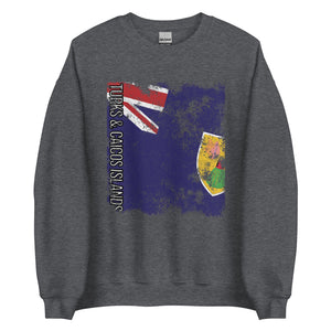 Turks And Caicos Islands Flag - Distressed Flag Sweatshirt