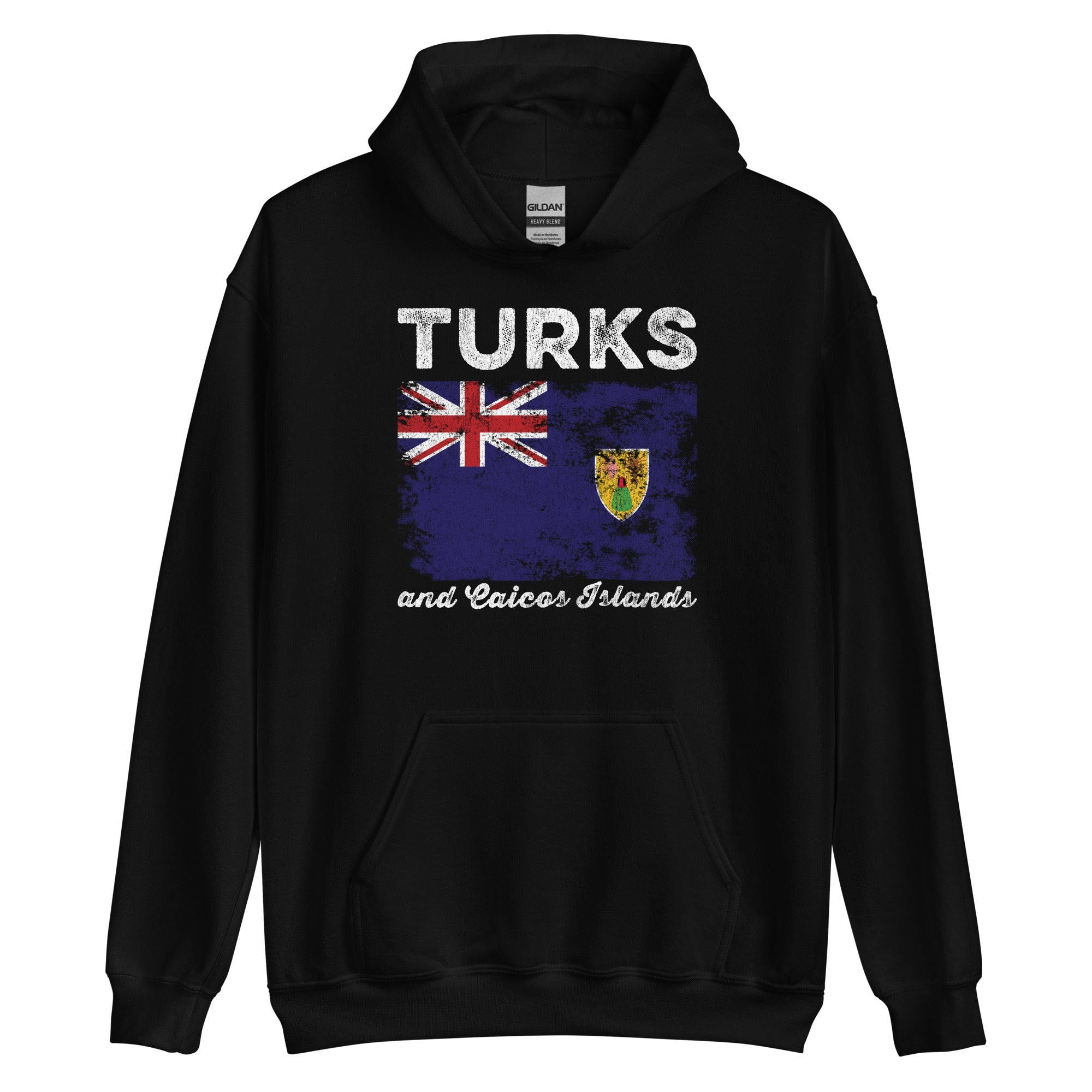 Turks and Caicos Islands Flag Distressed Hoodie