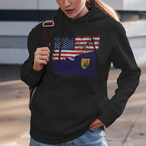 Turks and Caicos Islands USA Flag Hoodie
