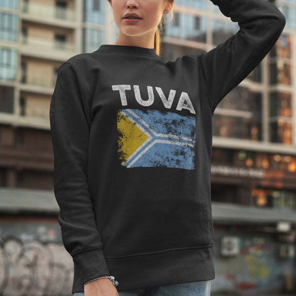 Tuva Flag Distressed - Tuvan Flag Sweatshirt