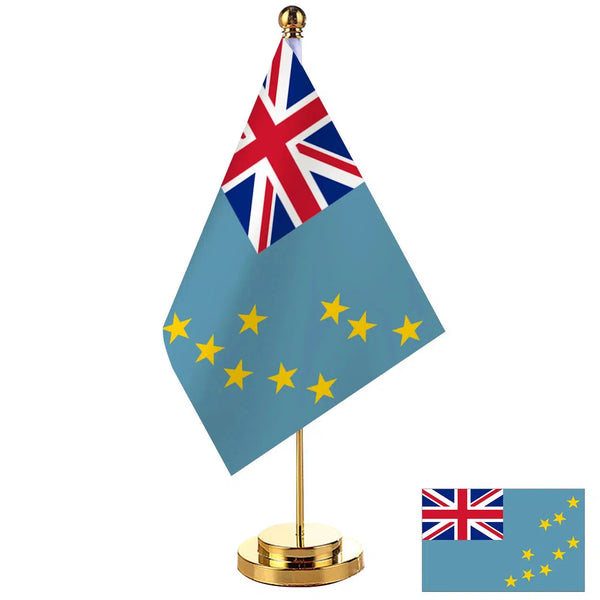 Tuvalu Desk Flag - Small Office Table Flag