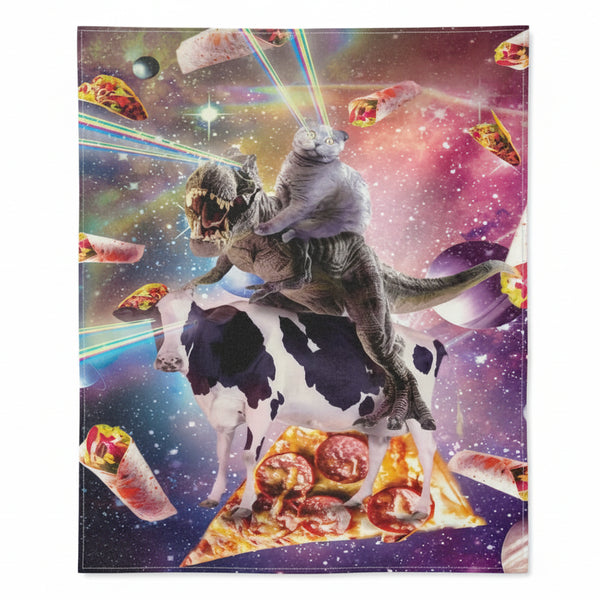 Tyrannosaurus Rex Space Cat Flags - 90x150cm(3x5ft) - 60x90cm(2x3ft) - Pizza Laser Eyes Flags