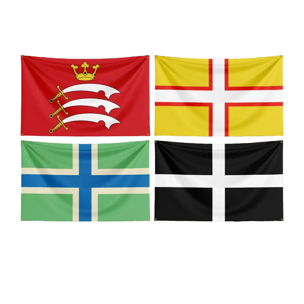 UK County Flags - Middlesex, Dorset, Gloucestershire, Cornwall Flags - 90x150cm(3x5ft) - 60x90cm(2x3ft)
