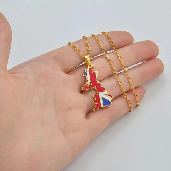 UK Flag Map Necklace