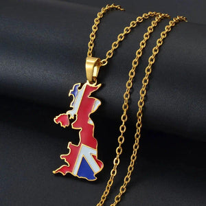 UK Flag Map Necklace