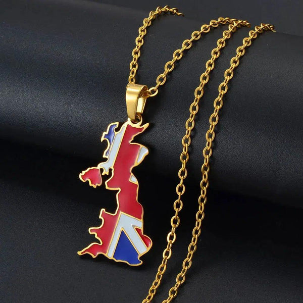 UK Flag Map Necklace
