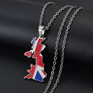 UK Flag Map Necklace