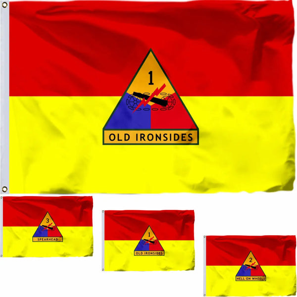 US Army 1st, 2nd, 3rd Armored Division Flags - 90x150cm(3x5ft) - 60x90cm(2x3ft)
