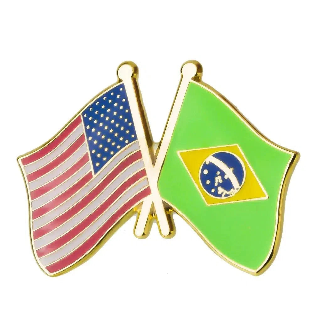 USA Brazil Flag Lapel Pin - Enamel Pin Flag