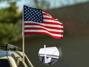 USA Car Flag with Window Clip and Pole - American Flag for Car Window
