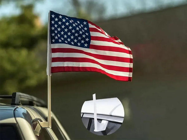 USA Car Flag with Window Clip and Pole - American Flag for Car Window
