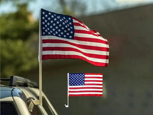 USA Car Flag with Window Clip and Pole - American Flag for Car Window