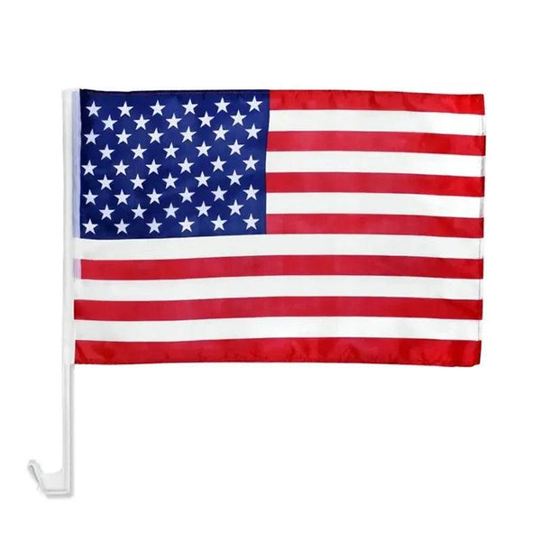 USA Car Flag with Window Clip and Pole - American Flag for Car Window
