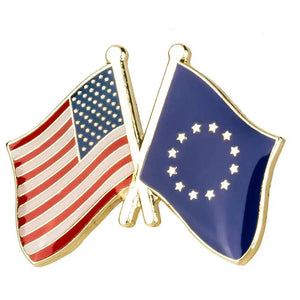 USA EU Flag Lapel Pin - Enamel Pin Flag
