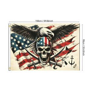 USA Eagle and Skull Flag - 90x150cm(3x5ft) - 60x90cm(2x3ft) - American Pirate Flag