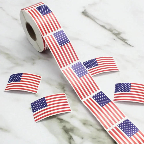 USA Flag Sticker Roll - 100–250pcs 4th of July Patriotic Stickers