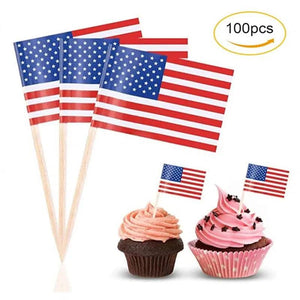 USA Flag Toothpicks - Cupcake Toppers (100Pcs)