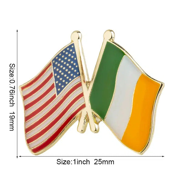 USA Ireland Flag Lapel Pin - Enamel Pin Flag