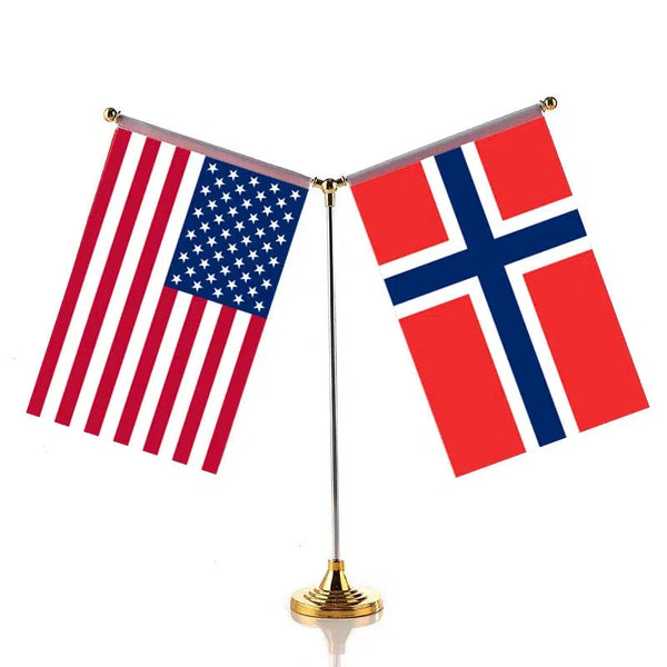 USA Norway Desk Flag - Custom Table Flags (Small)