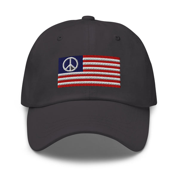 USA Peace Sign Flag Cap - Adjustable Embroidered Dad Hat