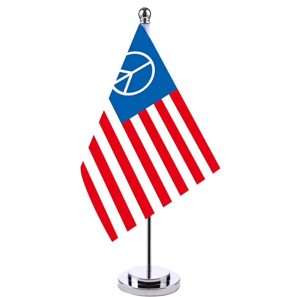 USA Peace Symbol Desk Flag - Small Office Table Flag