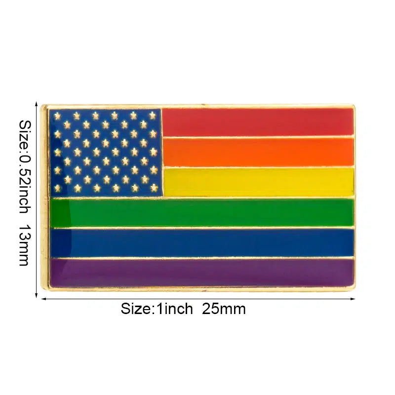 USA Pride Flag Lapel Pins - LGBTQIA2S+ Enamel Pin Flag