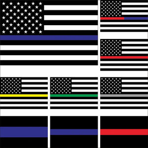 USA Thin Line Flags - American Thin Line Flags - Blue, Red, Yellow, Green & Grey