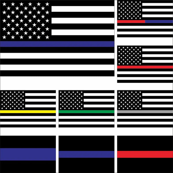 USA Thin Line Flags - American Thin Line Flags - Blue, Red, Yellow, Green & Grey