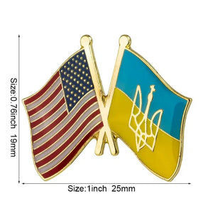USA Ukraine Flag Lapel Pin - Enamel Pin Flag