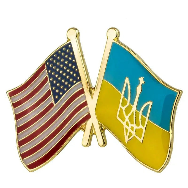 USA Ukraine Flag Lapel Pin - Enamel Pin Flag