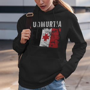 Udmurtia Flag Distressed - Udmurt Flag Hoodie