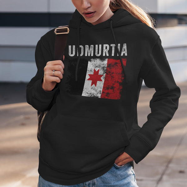 Udmurtia Flag Distressed - Udmurt Flag Hoodie