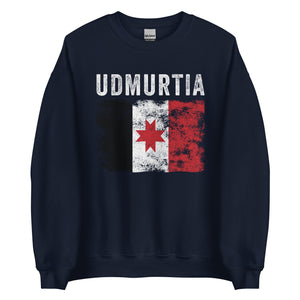 Udmurtia Flag Distressed - Udmurt Flag Sweatshirt