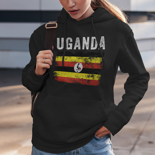 Uganda Flag Distressed - Ugandan Flag Hoodie