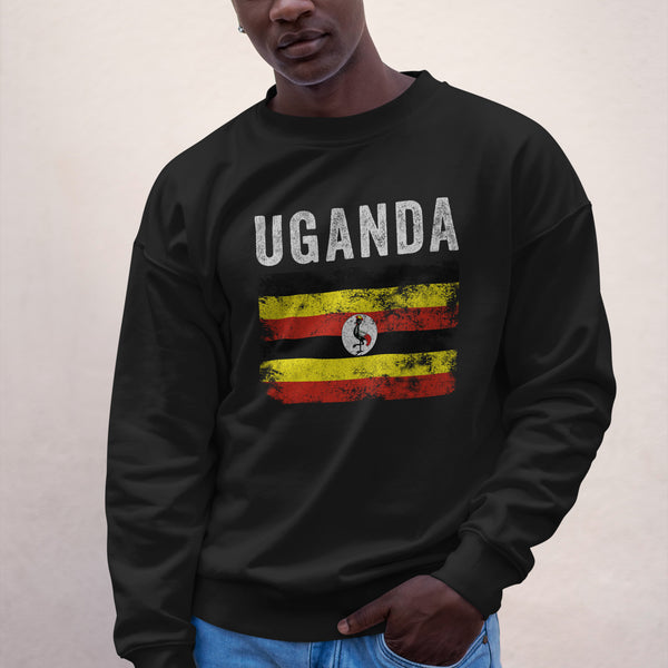 Uganda Flag Distressed - Ugandan Flag Sweatshirt
