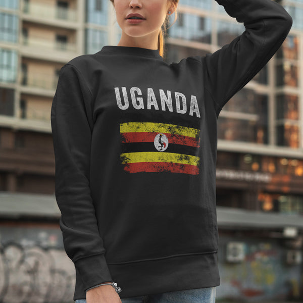 Uganda Flag Distressed - Ugandan Flag Sweatshirt
