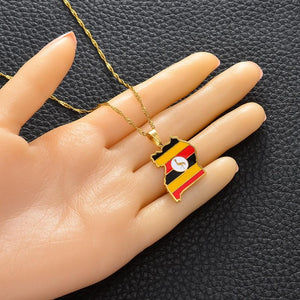 Uganda Flag Map Necklace