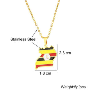 Uganda Flag Map Necklace