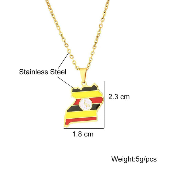 Uganda Flag Map Necklace