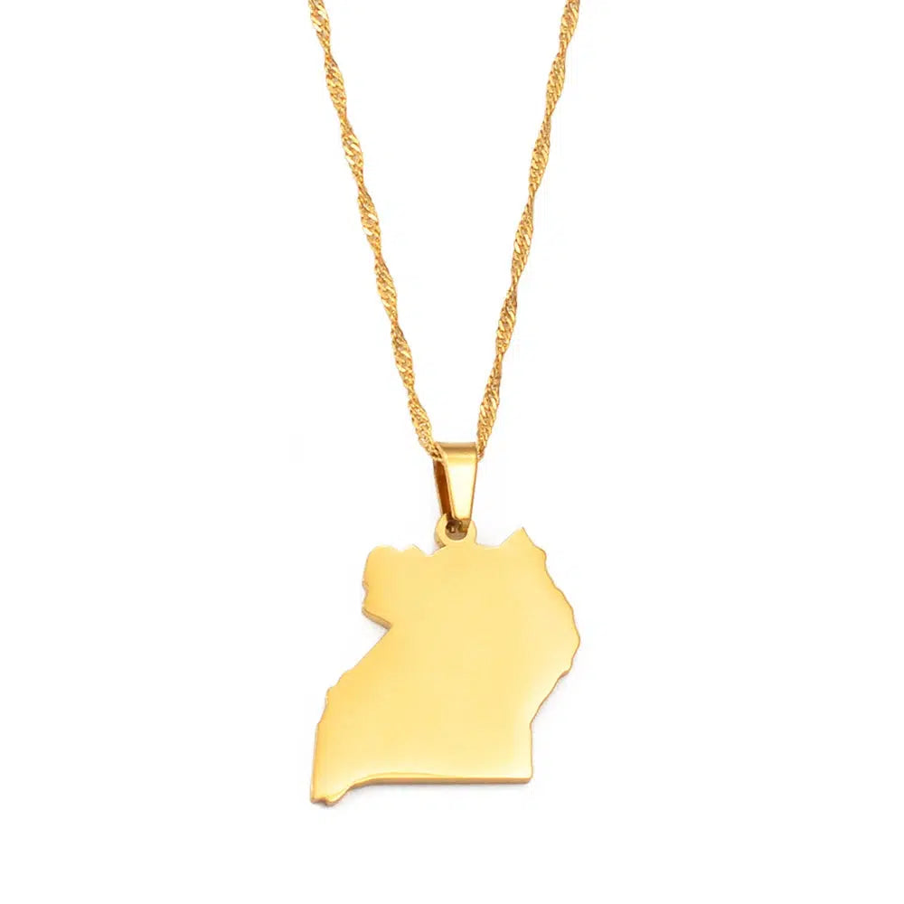 Uganda Map Necklace