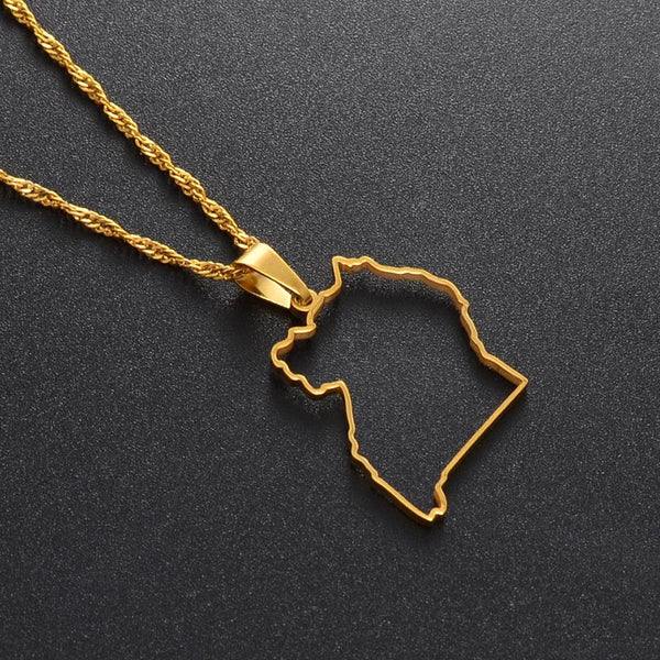 Uganda Map Necklace