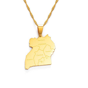 Uganda Map Necklace