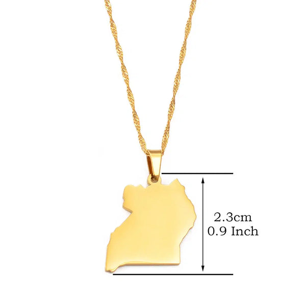 Uganda Map Necklace