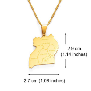 Uganda Map Necklace