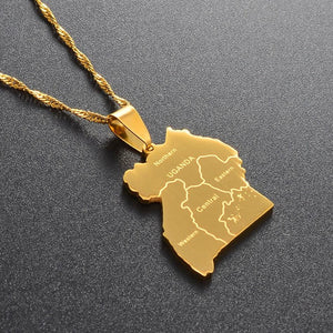 Uganda Map Necklace