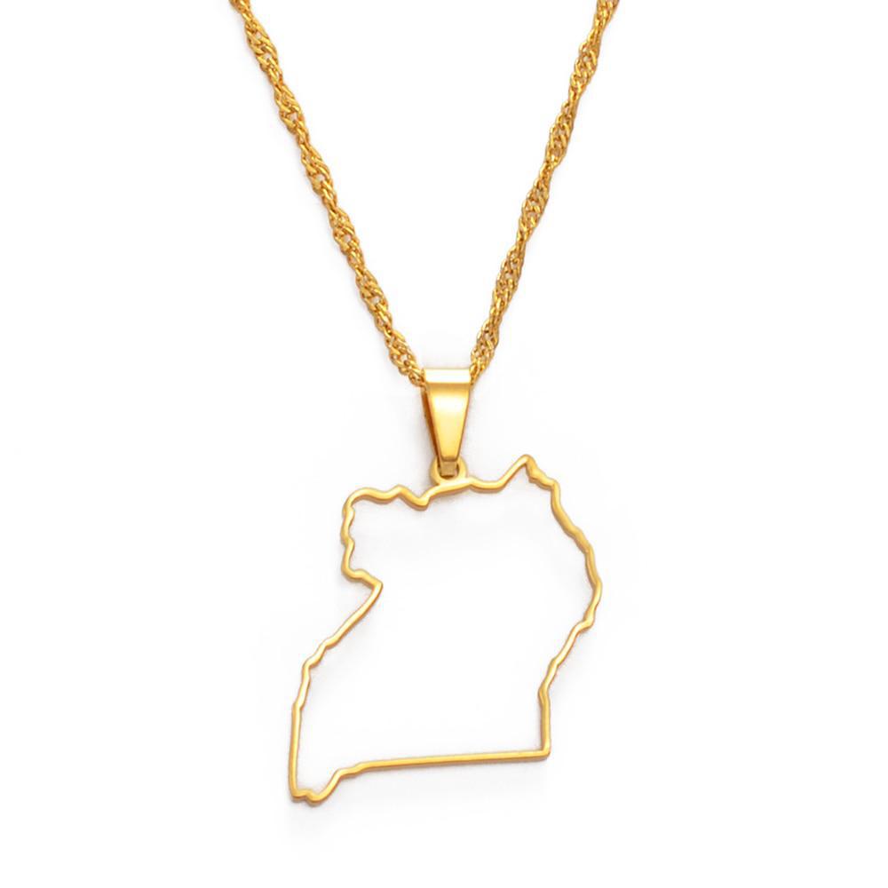 Uganda Map Necklace