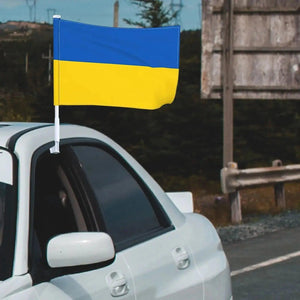 Ukraine Car Flag with Window Clip and Pole - Flag for Car Window